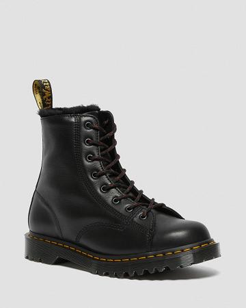 Black Men's Dr Martens Barton Made in England Shearling Lined Leather Ankle Boots | CA 433CTV